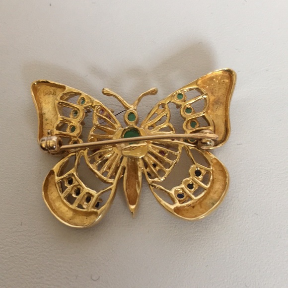 Vintage 14K Yellow Gold Butterfly Brooch - Picture 2 of 4